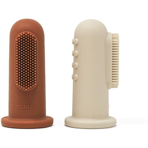 mushie Baby Finger Toothbrush (Clay/Shifting Sand) 2-Pack