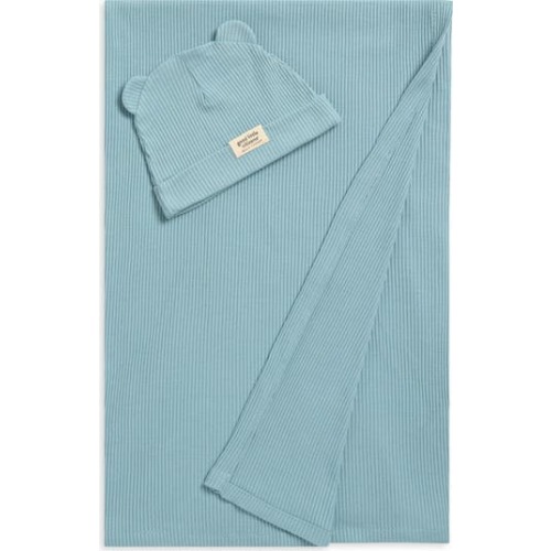 Rib Swaddle Blanket & Hat Set