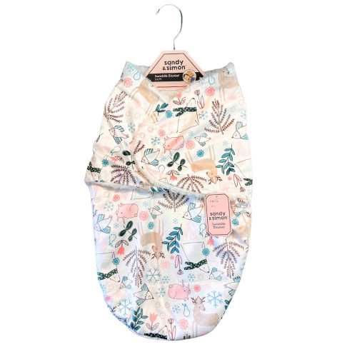 Sandy & Simon Pink Winter Swaddle Blanket in Assorted Sizes 0-3 & 3-6 Months