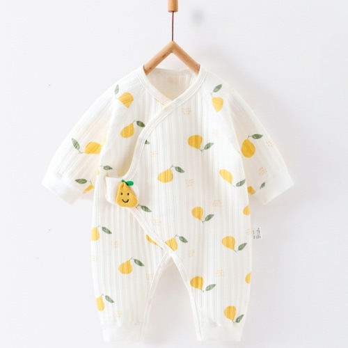 Baby Newborn Lemon Print Velcro Romper
