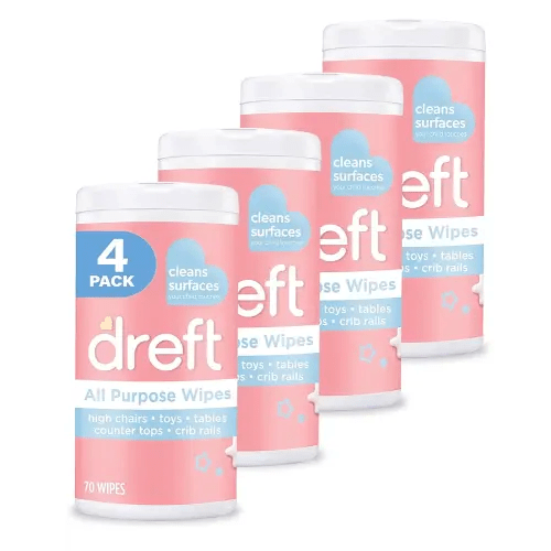 Dreft Multi-Surface All-Purpose Gentle Cleaning Wipes for Baby Toys, Car Seat, High Chair & More, 70 Count (Pack of 4)