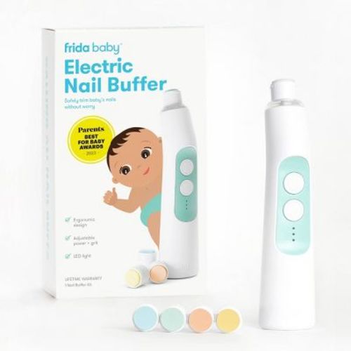 Frida Baby Electric Nail Buffer - Baby Nail File, Nail Clippers + Trimmer Kit - 4 Buffer Pads, Led Light + Case