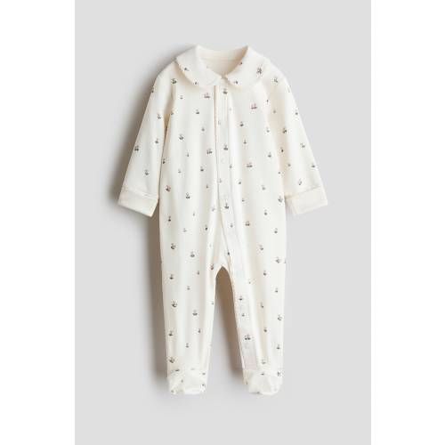 COTTON PAJAMA JUMPSUIT WITH COLLAR