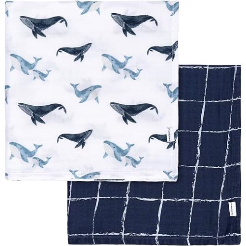 Gerber Baby Unisex 2-Pack Muslin Blanket, Coastal Calm, One Size