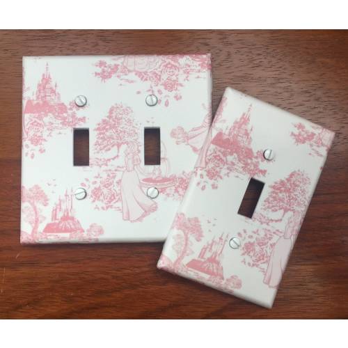 Pink Princess toile light switch plate cover // Princess Room // FAST SHIP!