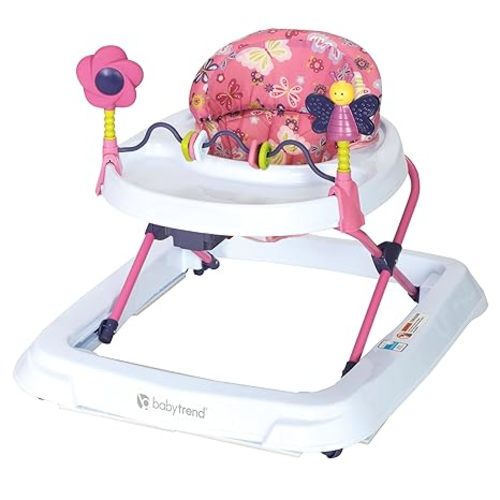 Smart Steps Trend Activity Walker with Removeable Toy Bar, Multi-Directional Front Wheels, Tray, Adjustable Height and Flat Fold Frame for Storage, Ages 6 Months +, Emily Pink