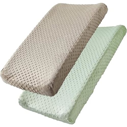 Changing Pad Cover, 2 Pack Soft Changing Table Sheets for Baby Boy and Girl, Diaper Changing Table Cover Fit 32"/34'' x 16" Pad (Green + Tidal Foam)