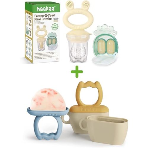 Haakaa Baby Feeder & Baby Popsicle Molds (Sky Blue + Mustard)