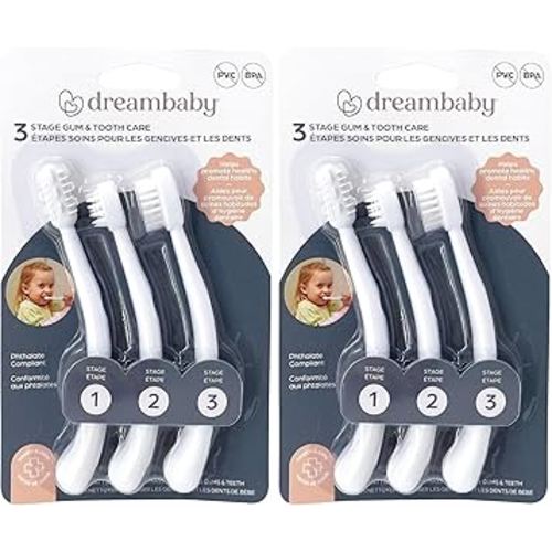 Dreambaby Toothbrush Set 3 Stage, White (Pack of 2)
