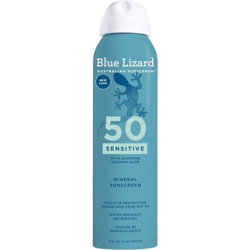 Blue Lizard Mineral Sunscreen Sensitive SPF 50+ Spray, 5 Ounce