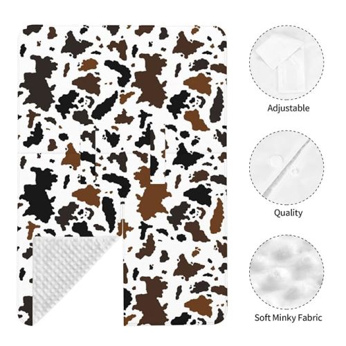 Cow Print Skin Baby Stuff Car Seat Canopy Cover Multi Use Nursing Cover for Newborn Carseat Canopy Mom Nursing Breastfeeding Covers Newborn Shower Gift - Brown Black Cow Skin - One Size