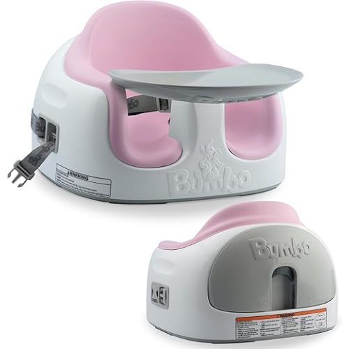 Bumbo 3-in-1 Baby Multi Seat Booster with Feeding Tray, 6-36 Months Old, Cradle Pink - High Chair and Floor Seat Accessory for Babies, Infants, and Toddlers