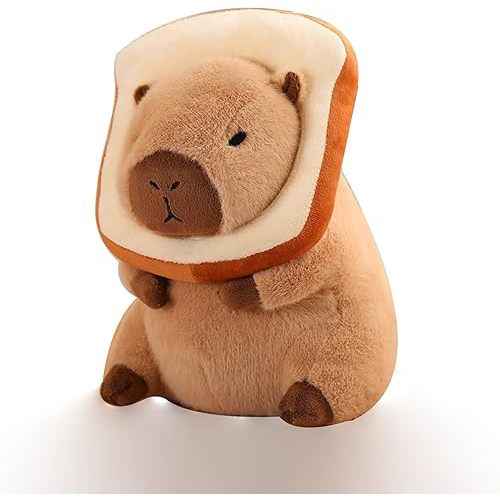 Soft Capybara Plush Doll Pillow Plush Toy, Bread Capybara Plush Pillow Toy with Wearable Toast Headgear, Capybara Stuffed Animals Bread Capibara Plushies Toys Gifts for Kids 11.8 inch
