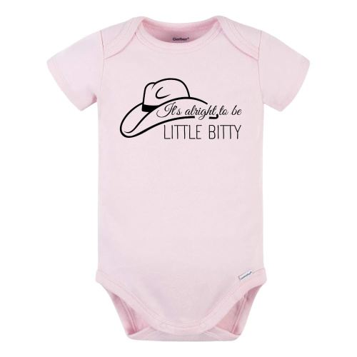 Cute Baby Onesie® It's Alright To Be Little Bitty Shirt Premium Custom Baby Clothes Unisex Baby Announcement Gift for Mom Newborn Outfit (Short Sleeve Pink 0-3m)