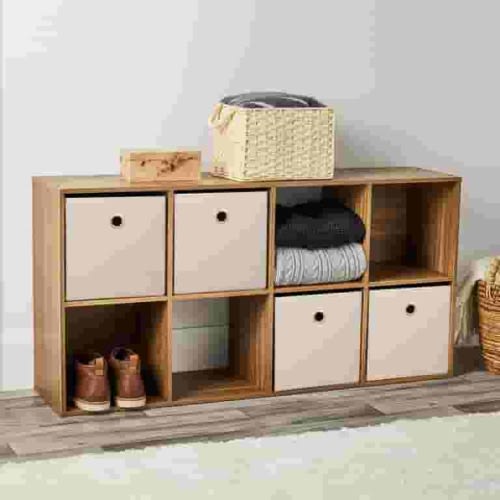 Mainstays 11" 8-Cube Storage Organizer, Warm Walnut