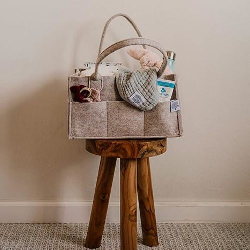 Parker Baby Diaper Caddy - Nursery Storage Bin and Car Organizer for Diapers and Baby Wipes - Oatmeal, Large