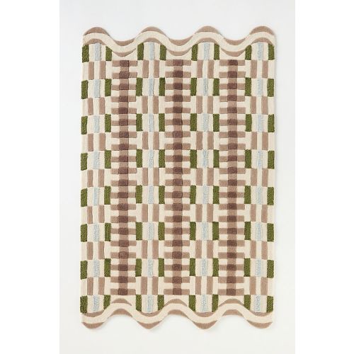 Tufted Wool Geometric Scalloped Rug
