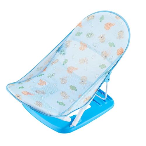 Foldable Baby Bather Baby Bath Support for Use in The Sink or Bathtub Baby Bather with 3 Adjustable Reclining Positions for Newborn Infant Babies 0-12 Months (Light Blue-01)