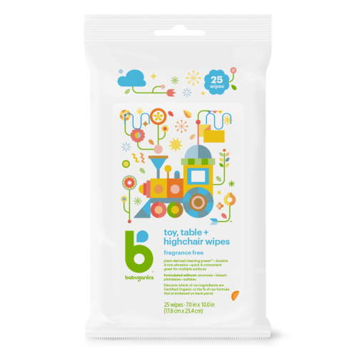 Babyganics Toy, Table & Highchair Wipes, 25 Count, 3 Pack