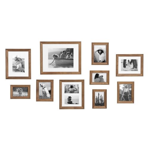 10pc Bordeaux Frame Box Set Natural Brown - Kate & Laurel All Things Decor: Wall Gallery Kit, Multiple Sizes, Wood Frames