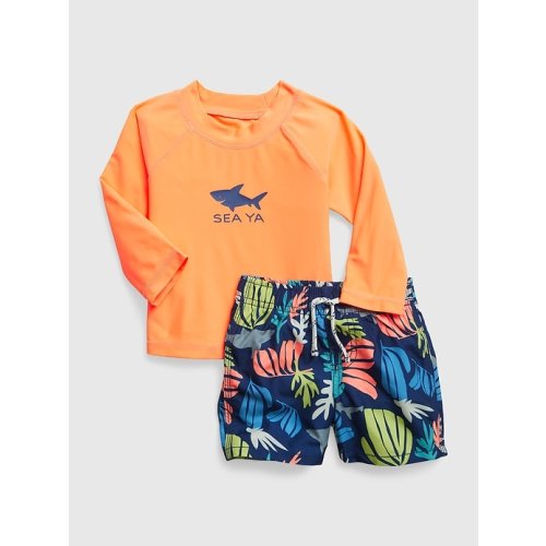 Baby Recycled Swim Two-Piece in jos orange, size: 0-6 M