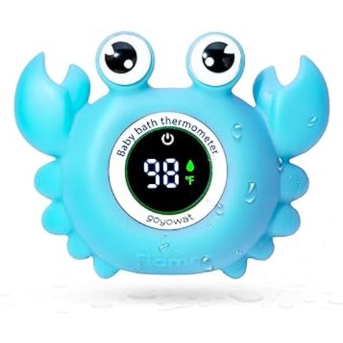 Baby Bath Thermometer,Newborn Swimming Safety Toy Thermometer,Bathtub Water Thermometer,Large Eyed Crab Toy Floating Water Temperature Gauge Baby Temperature Warning,Infant Bath Thermometer