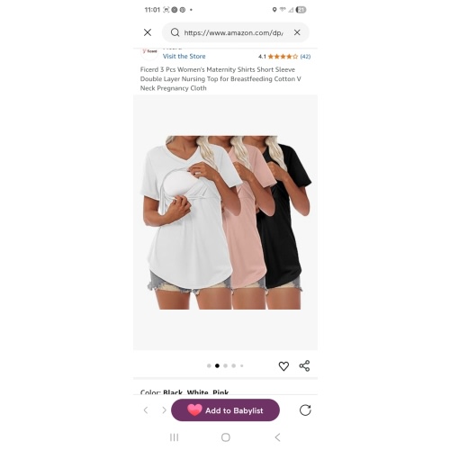 Ficerd 3 Pcs Women's Maternity Shirts Short Sleeve Double Layer Nursing Top for Breastfeeding Cotton V Neck Pregnancy Cloth