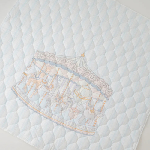 Carousel Blue Stripe Quilted Playmat