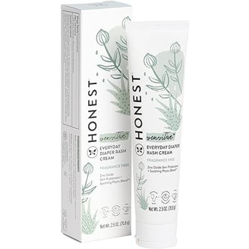 The Honest Company Organic Baby Diaper Rash Cream | Moisturizing + Calming Zinc Oxide Ointment | NSF Certified, Cruelty Free | 2.5 oz