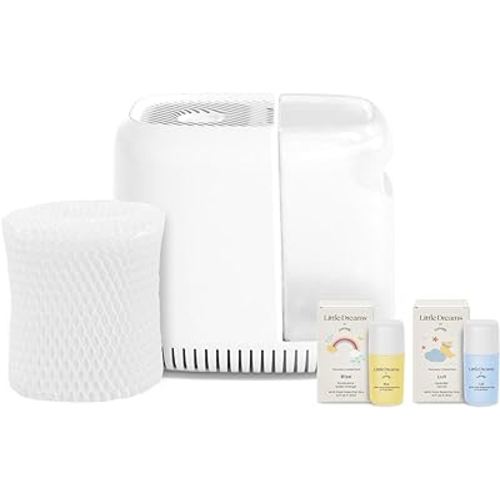 Canopy Nursery Humidifier, White Nursery Humidifier, 36 HR Run Time, 2.5L Capacity Tank - Produces Clean, Filter Moisture to Hydrate Baby Nursery. Includes Two Aromas Power Cord & Adapter