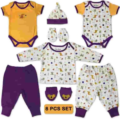 Baby Bright Newborn Essentials Must Have Clothes for Baby Boy, Outfit Gifts for Infant, Baby Shower Gift, 8-Pieces, Size 0-3 Months
