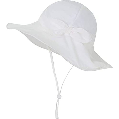 Baby Girl Sun Hat Summer Beach Hats with UPF 50+ Toddler Infant with Wide Brim Strap Outdoor Bucket Hat