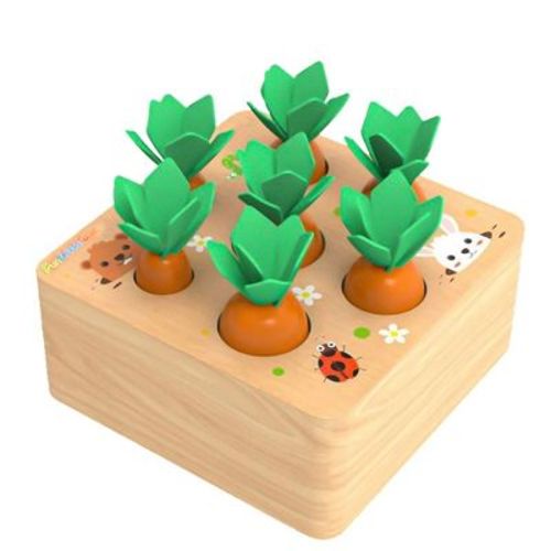 Fun Little Toys Wooden Carrot Sorting Game, Educational Toys for Toddlers, Preschool Gifts for 1-3 Year Old Boys and Girls
