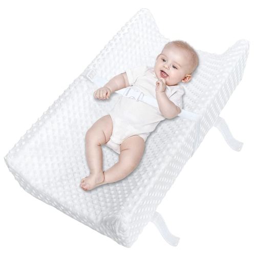 YENING Waterproof Baby Diaper Changing Pad for Dresser with Washable Cover Contoured Changing Table Pad 31.5" x 16" White