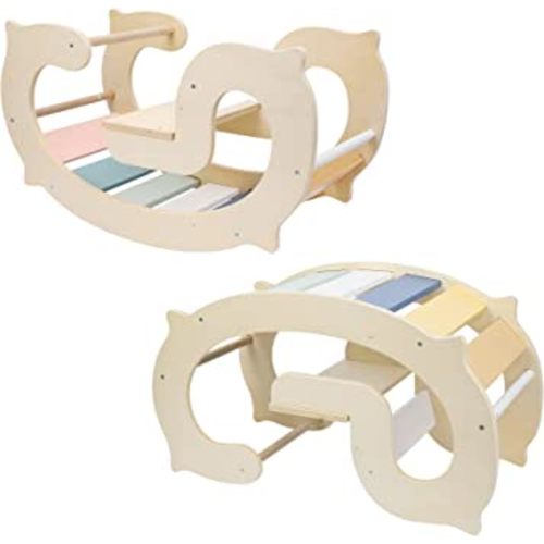labebe Wood Rocker Chair for Toddlers - Macaroon