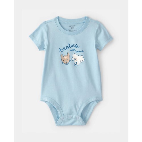 Baby 'Besties With Paws' Graphic Bodysuit - Blue | Carter's