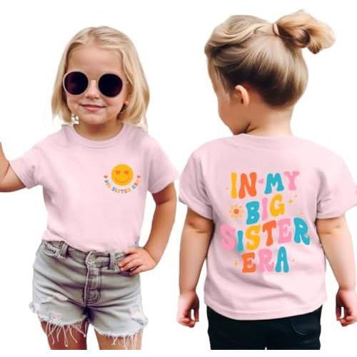 Toddler Big Sister Shirt in My Big Sis Era Graphic Tees Cool Big Sis Club Tshirt Announcement for Baby Girls Outfits