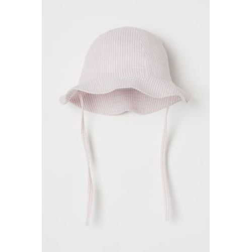 Cotton Sun Hat - Light pink/white striped - Kids | H&M US