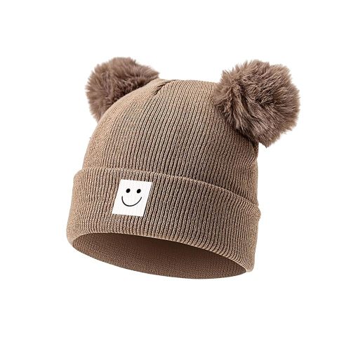 Baby Beanie Hat Toddler Infant Winter Knitted Hat Kids Soft Warm Pom Pom Beanie Cap for Boys Girls (0-6 Months, Coffee)