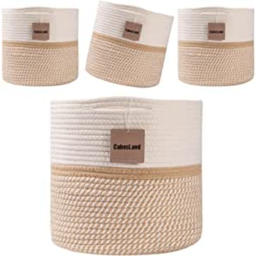 Amazon.com - Storage Bins 4 Packs 11x11'' Off White/Mixed Camel