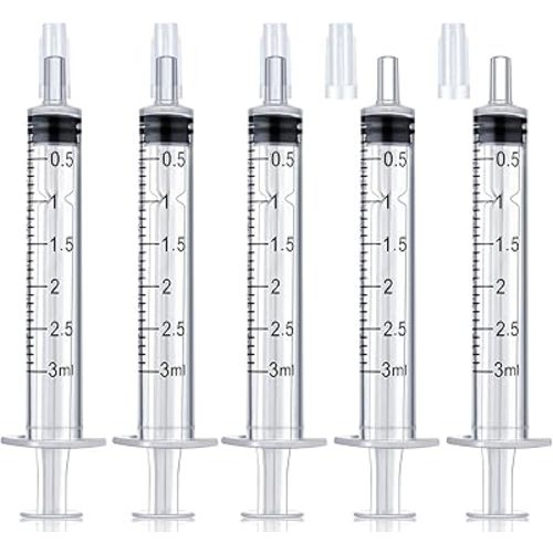 3ml Syringe with Cap,3ml Syringe Without Needle for Liquids,50 Pack Sterile Packaged