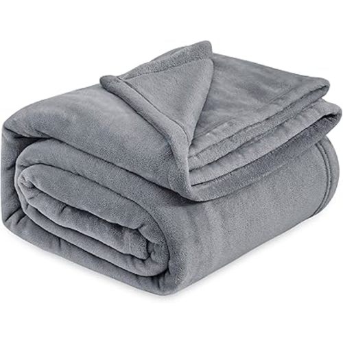Bedsure Fleece Bed Blankets Queen Size Grey - Soft Lightweight Plush Fuzzy Cozy Luxury Blanket Microfiber, 90x90 inches