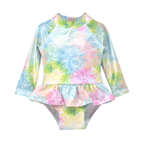UPF 50+ Alissa Infant Ruffle Rash Guard Swimsuit - F