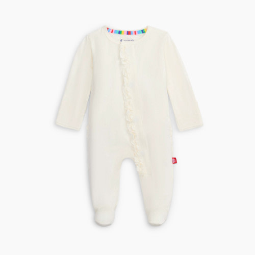 Magnetic Me Modal Magnetic Ruffle Footie - Egret, Newborn