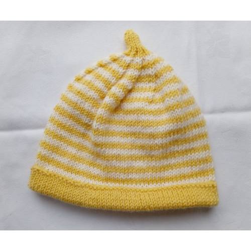 Hand Knitted Baby Hat Merino Wool Yellow