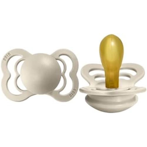 BIBS Pacifiers - Supreme Collection | BPA-Free Baby Pacifier | Made in Denmark | Set of 2 Vanilla Color Premium Soothers | Size 0-6 Months