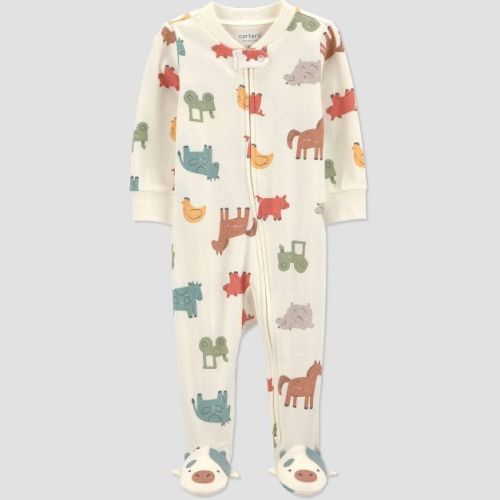 3 MONTH SIZE - Carter's Just One You® Baby Boys' Multi Farm Animals Sleep N' Play - Ivory 3M