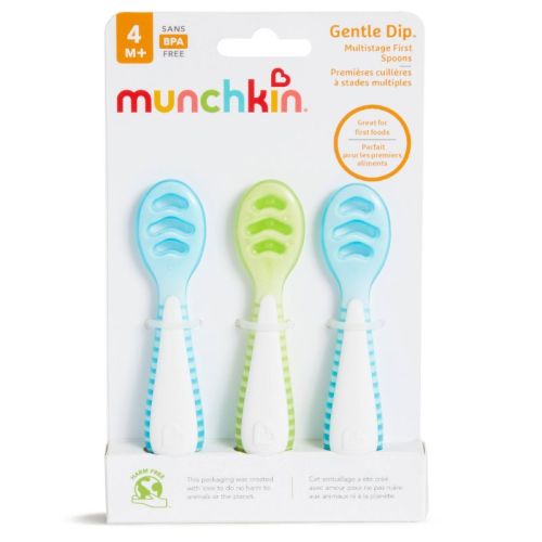 Munchkin Gentle Dip Self-feeding Spoons - Coral/purple - 3pk