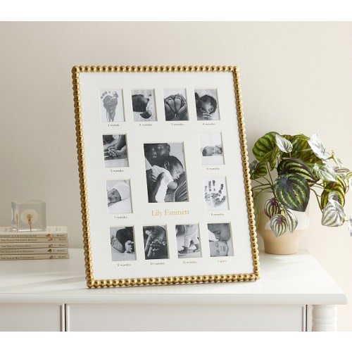 Antique Brass Bead First Year Frame
