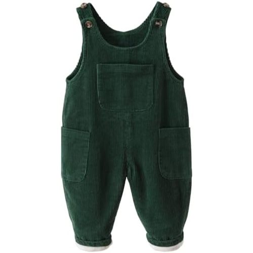 Happy Cherry Toddler Boy Girl Corduroy Overalls Suspender Pants Baby Bib Pants Overalls with Pockets